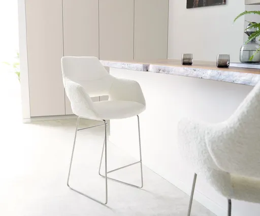 Barová židle Yago-Flex podnož nerezová ocel bouclé taštičkové