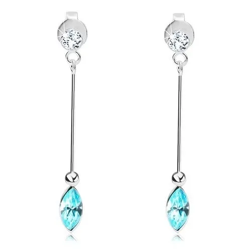 Náušnice ze stříbra 925, čirý kulatý a světle modrý zrnkovitý Swarovského krystal