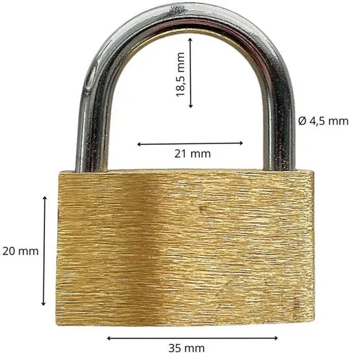 Zámek visací mosazný, 35 mm (123035)