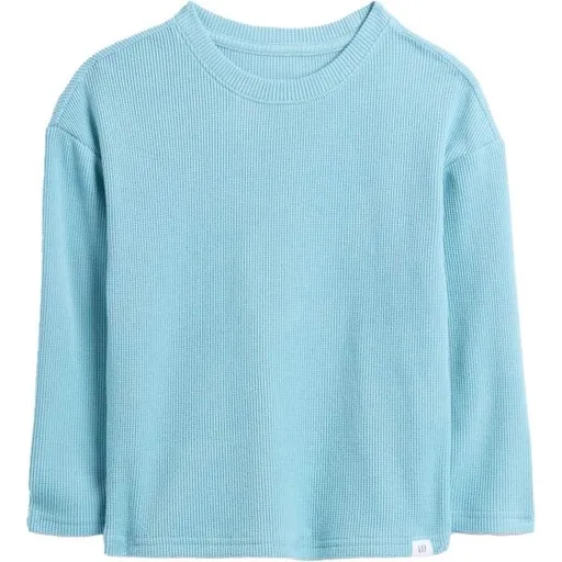 GAP V-LS COZY WAFFLE CREW Dětské tričko, světle modrá, velikost 2Y