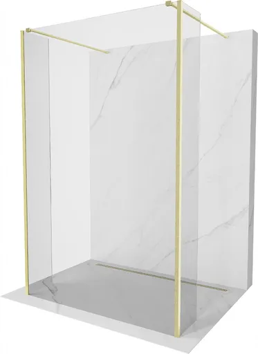 MEXEN/S Kioto Sprchová zástěna WALK-IN volněstojící 115 x 30 x 30, transparent, zlatá kartáčovaná 800-115-030-222-55-00-030