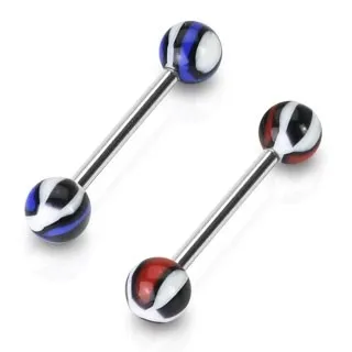 Piercing do jazyka vzorovaná kulička - Barva piercing: Modrá