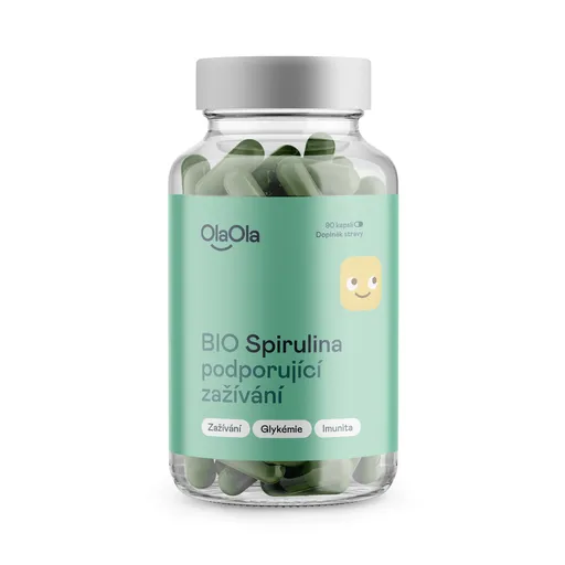 OlaOla BIO Spirulina podporující zažívání 90 kapslí