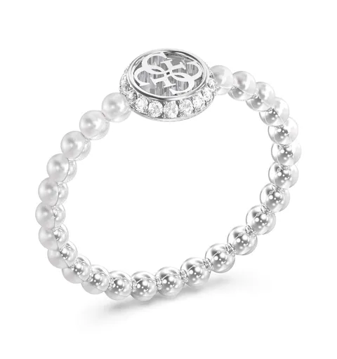 Guess Módní ocelový prsten s perličkami Tiny Pearly JUBR05522JWRH 52 mm