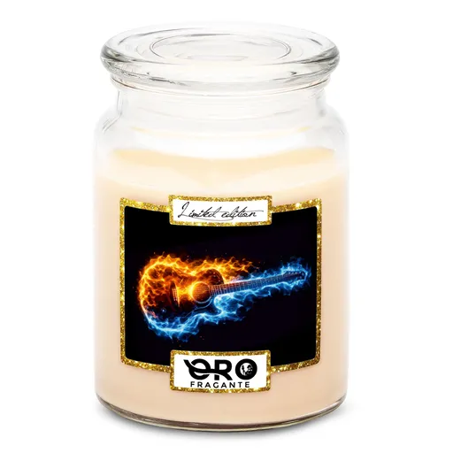 Svíčka Kytara v plamenech (Vůně svíčky: Vanilka)