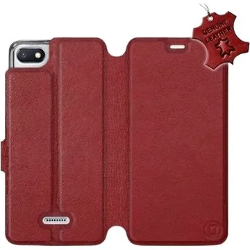 Flip pouzdro na mobil Xiaomi Redmi 6A - Tmavě červené - kožené -   Dark Red Leather (5903226518807)