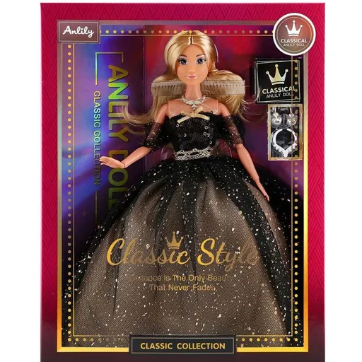 Módní panenka ve společenských šatech - černé