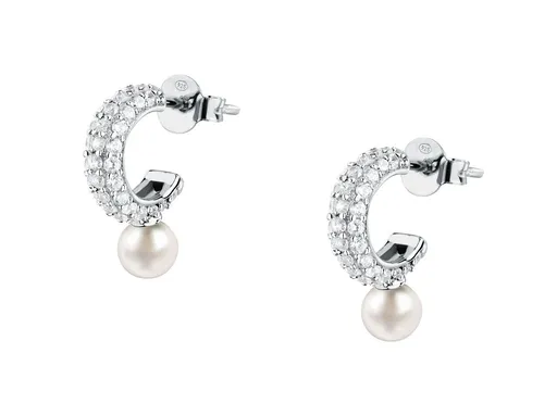 Morellato Stříbrné náušnice s pravou perlou a zirkony Perla SXU52