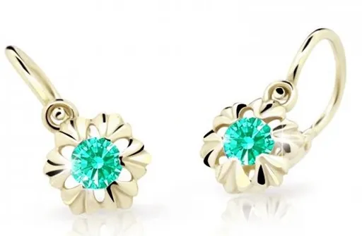 Cutie Jewellery Zlaté dětské náušnice C2213-10-X-1 světle zelená