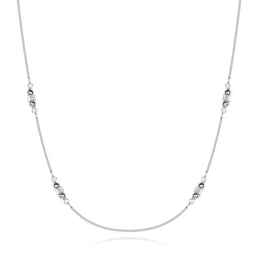 Stříbrný náhrdelník 925 s geometrickým vzorem z kuliček a kostek