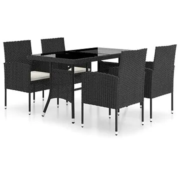 5dílný zahradní jídelní set polyratan černý, 3059416 (3059416)