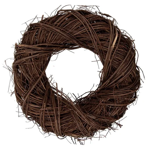 Přírodní hnědý proutěný věnec Woodly S - Ø 35*9cm Clayre & Eef