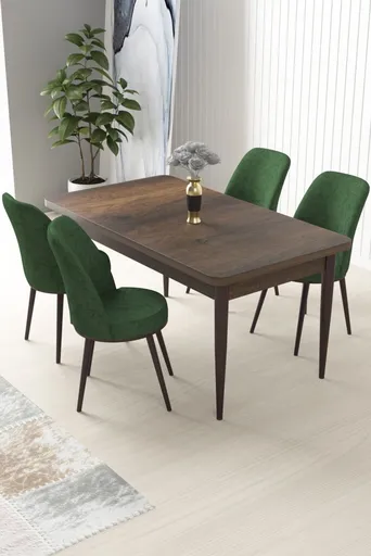 Dining Table & Chairs Set (5 Pieces) Nil - Baroque, Khaki