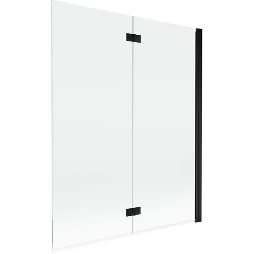 MEXEN MIST vanová zástěna 140x150 cm 6mm 2-s, černá, čirá, pravá 8A9-140-002-70-00-P