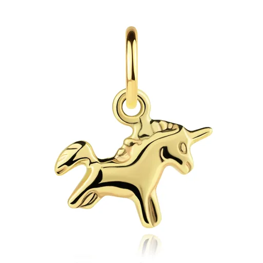 Zlatý přívěsek 14K jednorožec s hřívou a jemným gravírováním