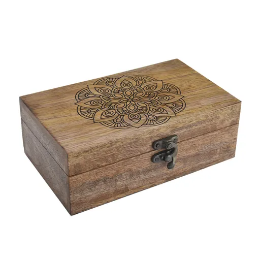 InDecor Box z mangového dřeva Mandala, 26,5 x 19 x 10,5 cm, L