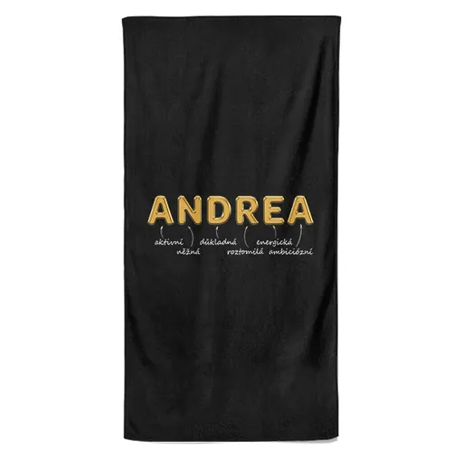 Osuška Ženská jména – GOLD (Jméno: Andrea, Velikost osušky: 70x140cm)