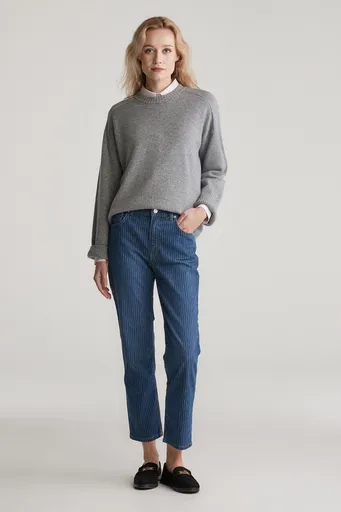DŽÍNY GANT STRAIGHT CROPPED STRIPED JEANS MID BLUE