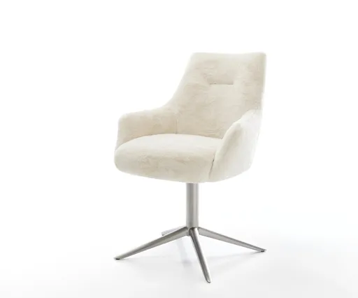 Jídelní židle Alja-Flex s područkami plyšový manšestr krémovo