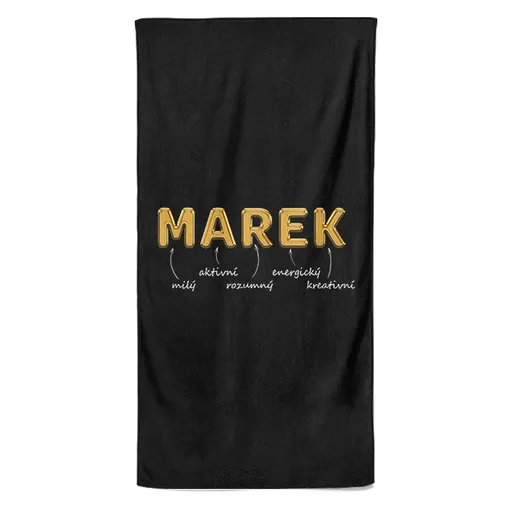 Osuška Mužská jména – GOLD (Jméno: Marek, Velikost osušky: 100x170cm)