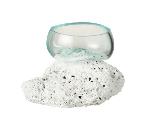 Váza z recyklovaného skla na lávovém kameni Lava XS - 10*10*10 cm J-Line by Jolipa