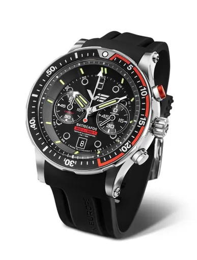 Vostok Europe Batiscafos Grand Chrono 6S21-511A771 - Černý silikonový řemínek