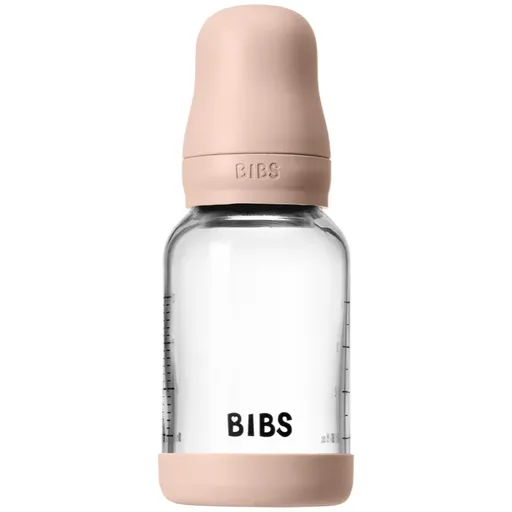 BIBS Baby Glass Bottle Silicone antikoliková lahev se silikonovým pítkem Blush 120 ml