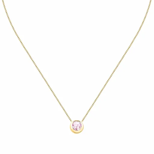 Morellato Půvabný pozlacený náhrdelník s růžovým křemenem Semipreziose SAXN04