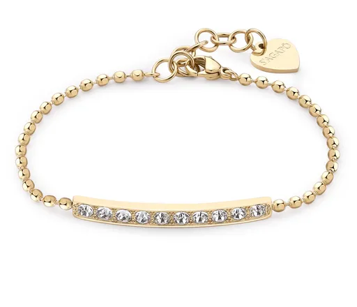 S'Agapõ Elegantní pozlacený náramek s čirými krystaly Dazzly SDZ17