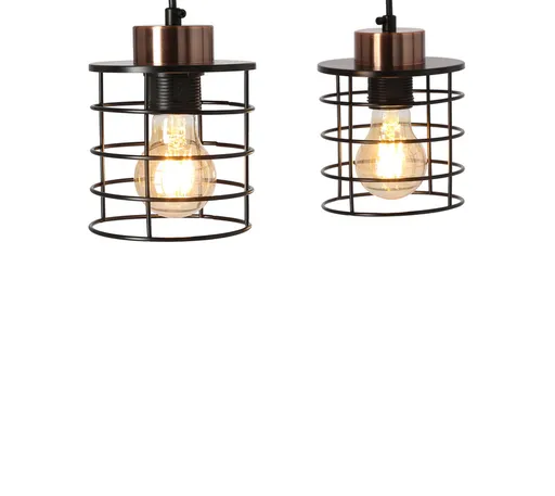 Stropní závěsná lampa černá páska 2xE27 Glob