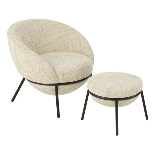 Béžové lounge křeslo s podnožkou Renon - 72*75*70 cm J-Line by Jolipa