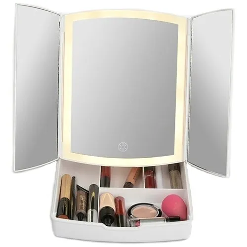 Kosmetické zrcátko s podsvícením a organizérem