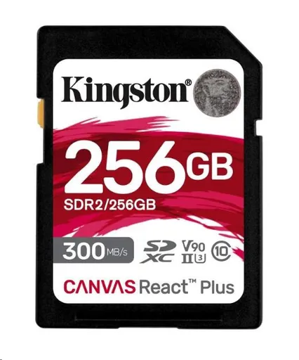 Kingston SDXC karta 256GB Canvas React Plus SDXC UHS-II 300R/260W U3 V90 for Full HD/4K/8K