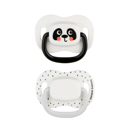 CANPOL BABIES Set symetrických silikonových dudlíků BabiesBoo 6-18m 2ks bílý