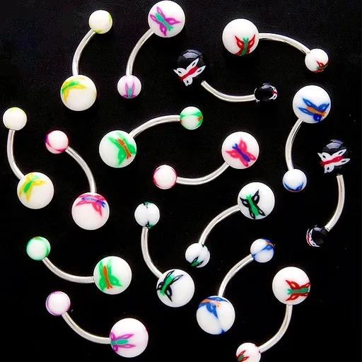 Piercing do pupíku barevný motýl - Barva piercing: Černá