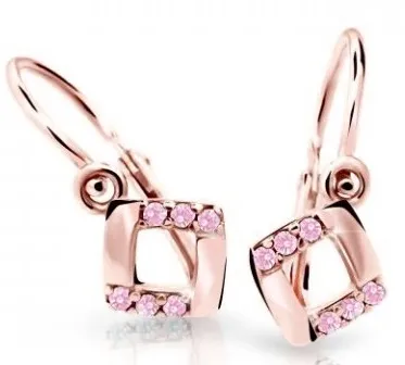 Cutie Jewellery Čtvercové dětské náušnice z růžového zlata C2268-10-X-4 růžová