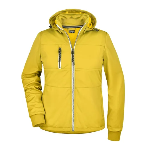 James & Nicholson (Daiber) Dámská sportovní softshellová bunda JN1077 - Slunečně žlutá / tmavě modrá / bílá | L