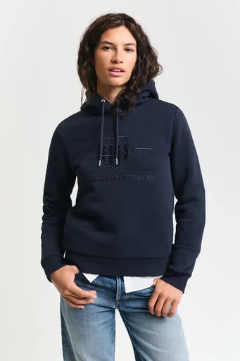 MIKINA GANT REG TONAL SHIELD HOODIE EVENING BLUE