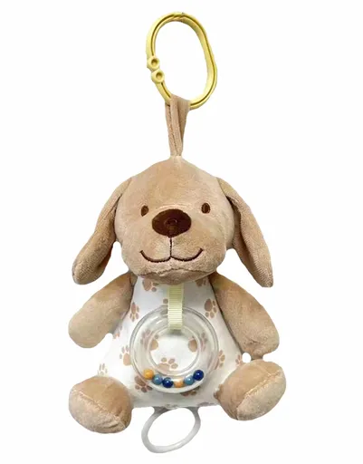 TULIMI Závěsná plyšová hračka s chrastítkem Pejsek, 18 cm, béžový