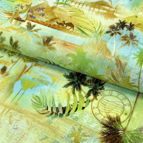 Viskóza se lnem Egypt design A digital print