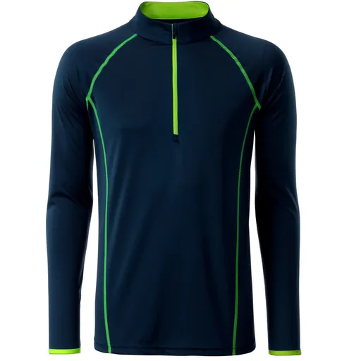 James & Nicholson (Daiber) Pánské funkční tričko s dlouhým rukávem JN498 - Tmavě modrá / jasně žlutá | XL