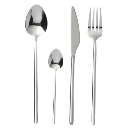 Sada 24ks lesklých stříbrných kovových příborů Timothée J-Line by Jolipa