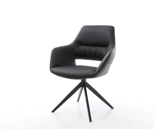 Jídelní židle Yago-Flex s područkami pravá kůže černá křížová