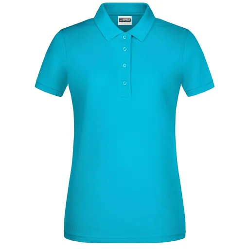 James & Nicholson (Daiber) Dámská polokošile z biobavlny 8009 - Tyrkysová | 2XL