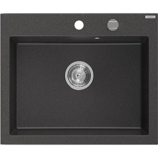 MEXEN Elix granitový dřez 1-miska 600 x 500 mm, černá kropenatá, sifon chrom 6525601005-76