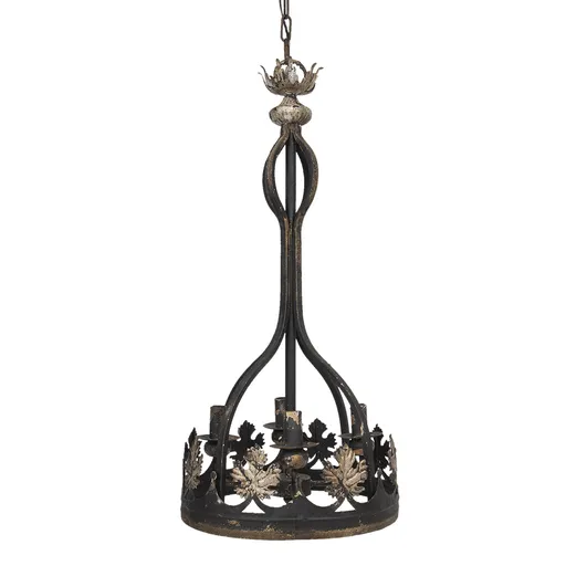 Hnědé kovové závěsné světlo s dekoracemi listů – Ø 40*85 cm Clayre & Eef