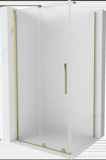 MEXEN/S Velar sprchový kout, posuvné dveře 100 x 110, dekor, zlato 871-100-110-31-50