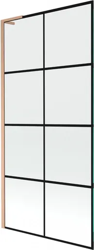 MEXEN/S Next L vanová zástěna FIX 90 x 150, černá vzor,  měď kartáčovaná 895-090-000-03-77-65