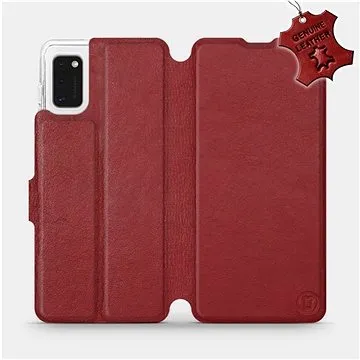 Flip pouzdro na mobil Samsung Galaxy A41 - Tmavě červené - kožené -   Dark Red Leather (5903516174089)