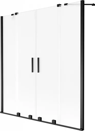 MEXEN/S Velar Duo dvoukřídlá posuvná vanová zástěna 150 x 150, dekor, černá 896-150-000-32-70